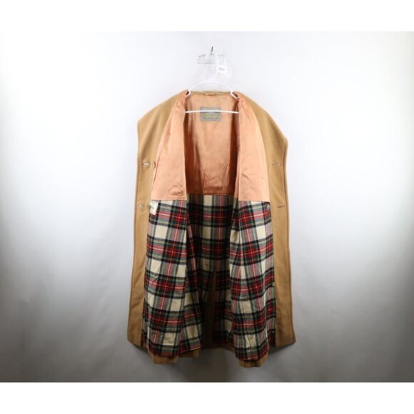 Vtg 40s Aquascutum Womens Large Distressed Wool Overcoat Jacket Beige England - Picture 14 of 16